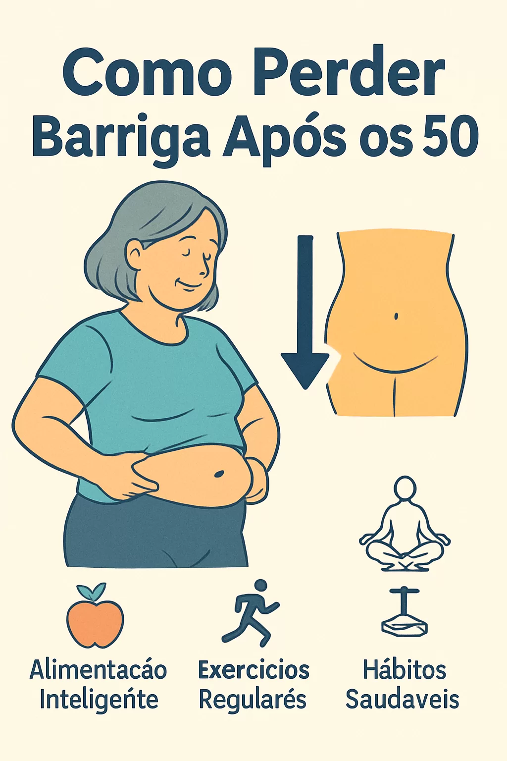 ilustração de como perder barriga após os 50 anos