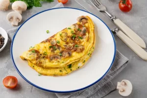 receita fitness omelete com cogumelo