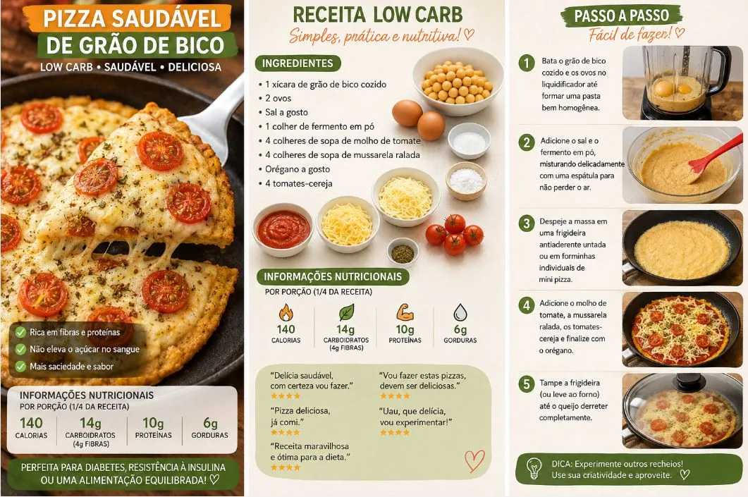 receita explicada 
pizza de grão de bico